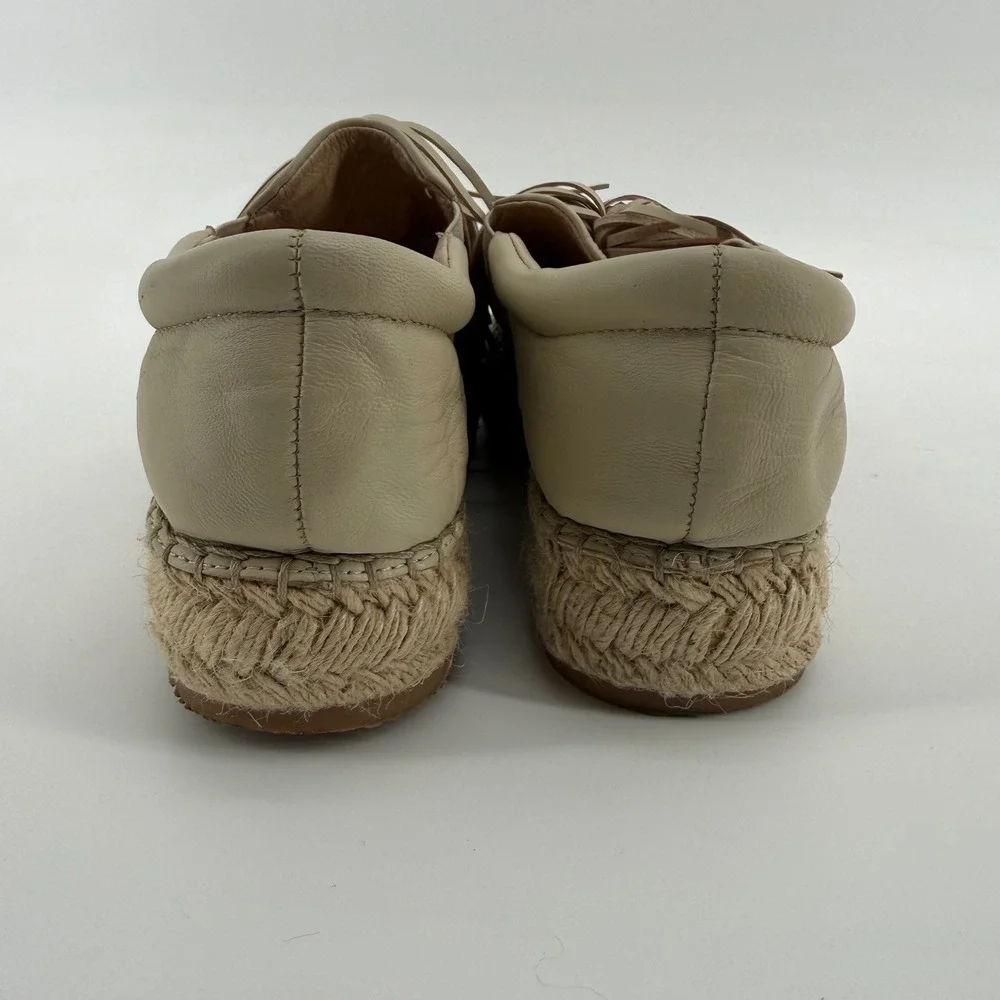 J/Slides Raoul Womens Sand‎ Leather Tassel Espadrille Platform Sneakers Size 9